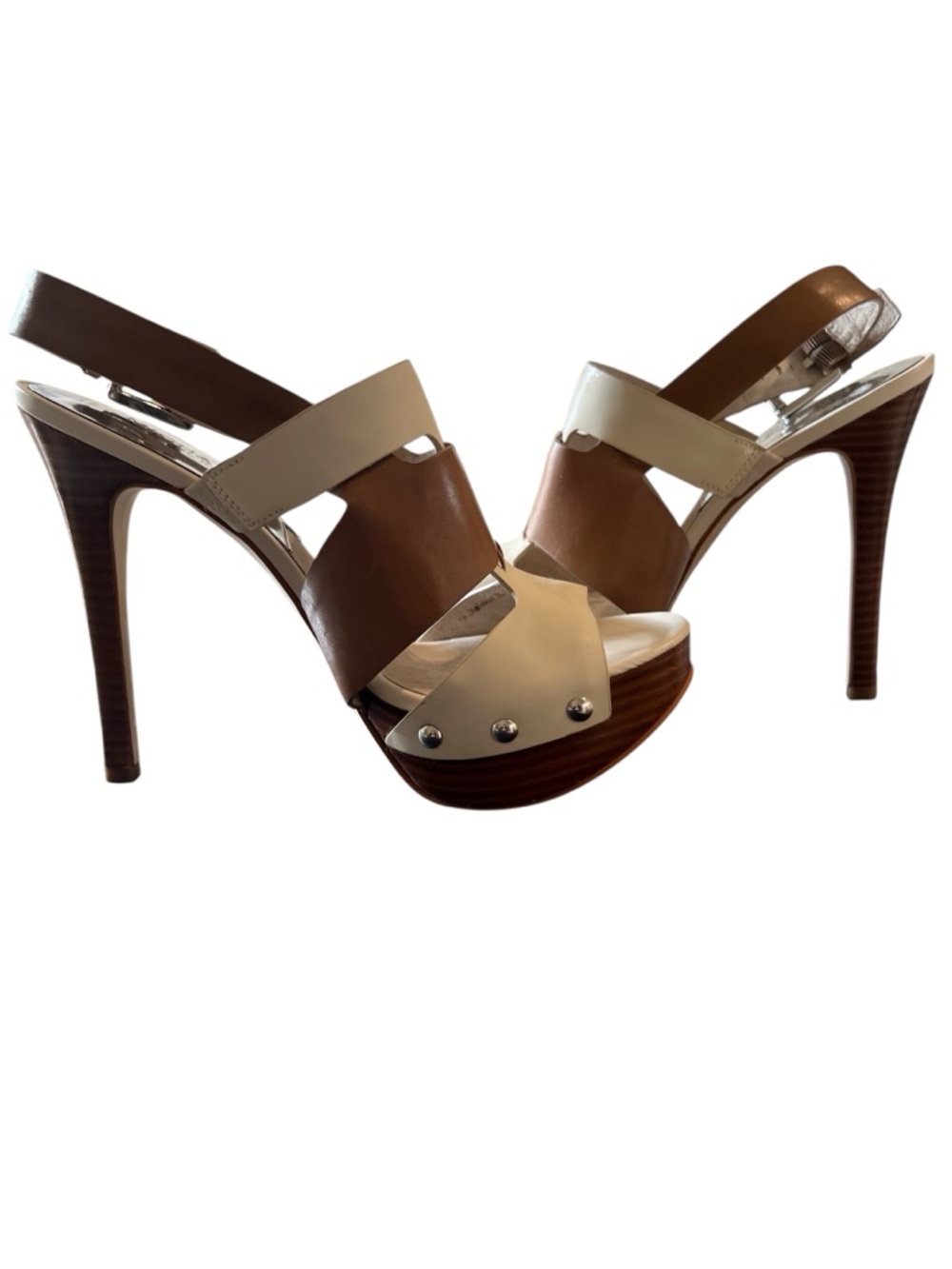 Michael Kors Cream And Tan Seville Sandal Size 8 1/2 New In Box